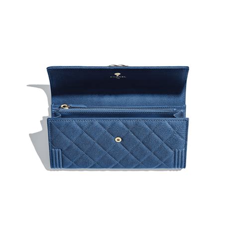 chanel long flap wallet blue|chanel boy zip around wallet.